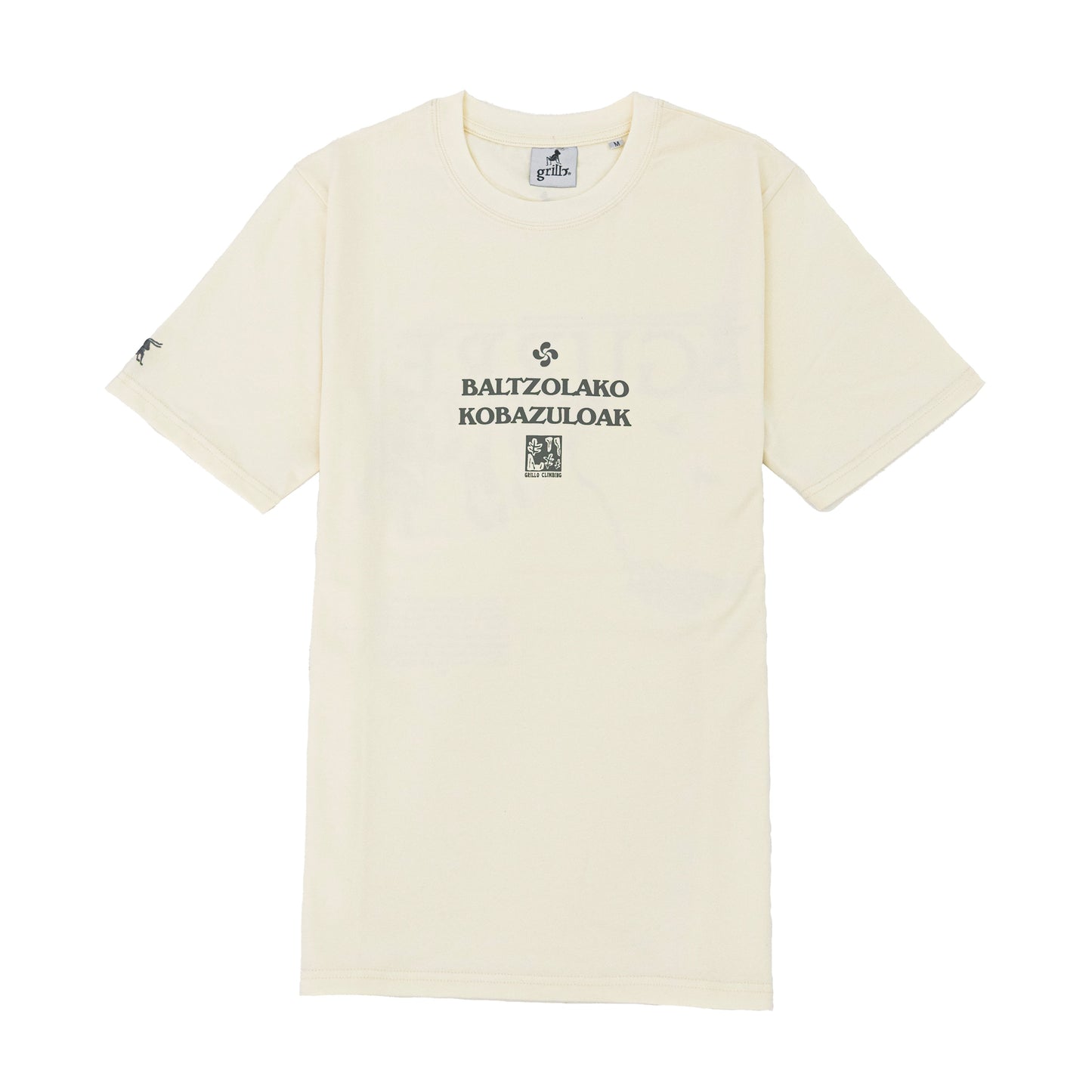 Camiseta de manga corta y cuello redondo, 100% algodón. Diseño en color antracita, parte delantera y trasera serigrafiado. Logo bordado en la manga.