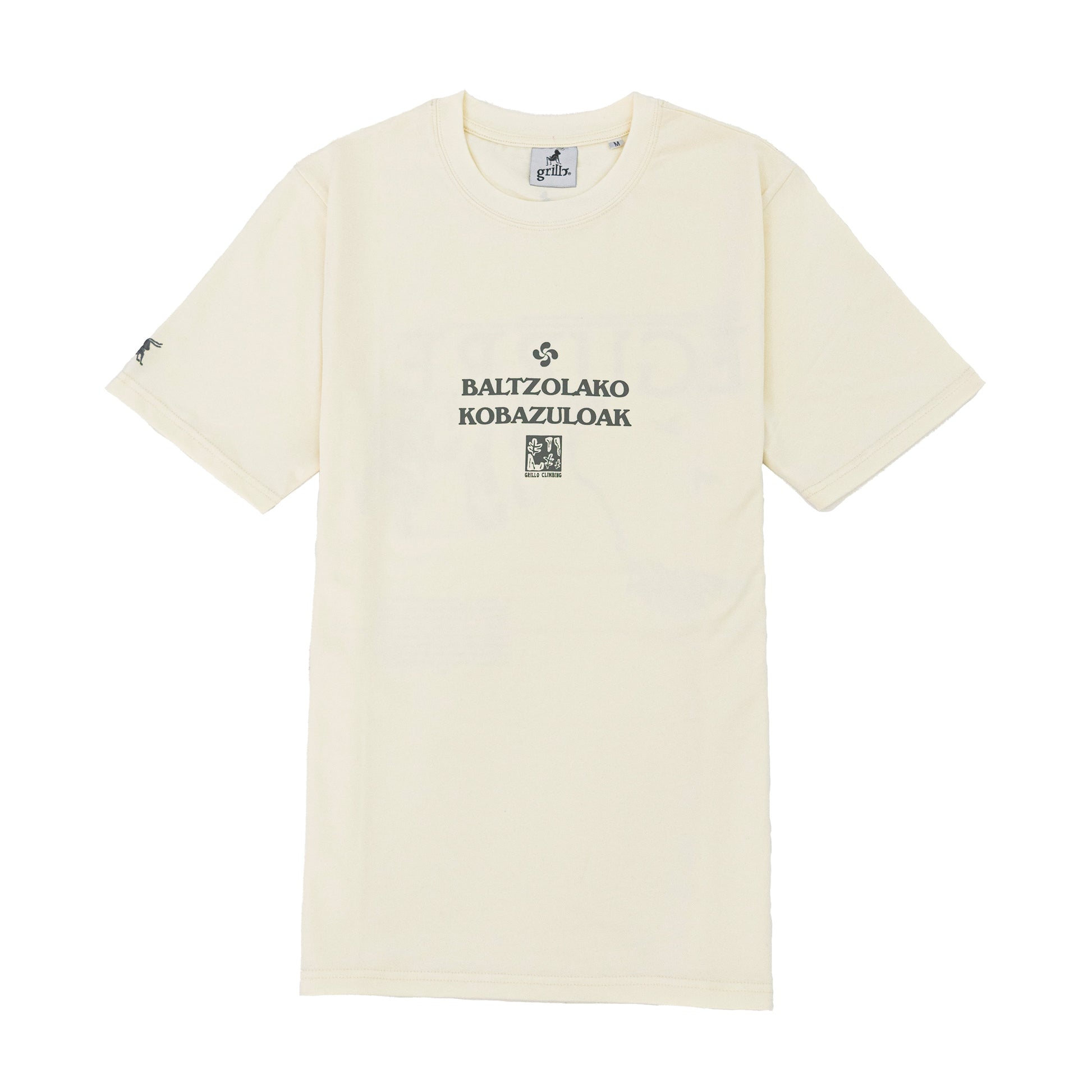 Camiseta de manga corta y cuello redondo, 100% algodón. Diseño en color antracita, parte delantera y trasera serigrafiado. Logo bordado en la manga. 